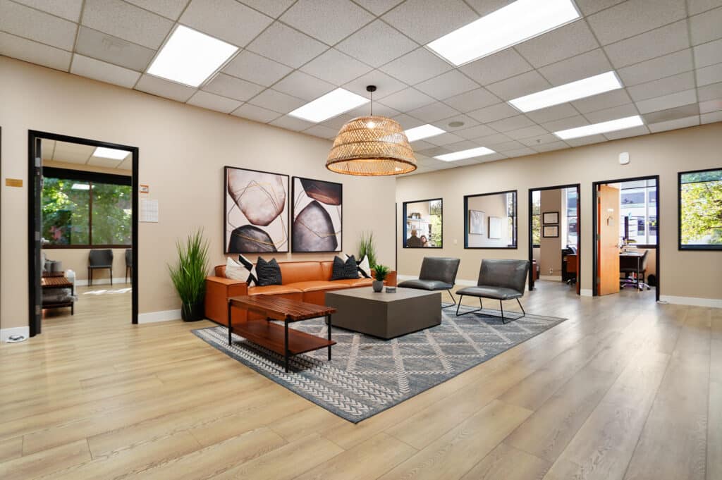 Launch To Wellness lounge and waiting area in Woodland Hills, California
