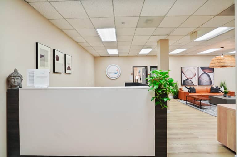 Launch To Wellness reception desk and facility interior