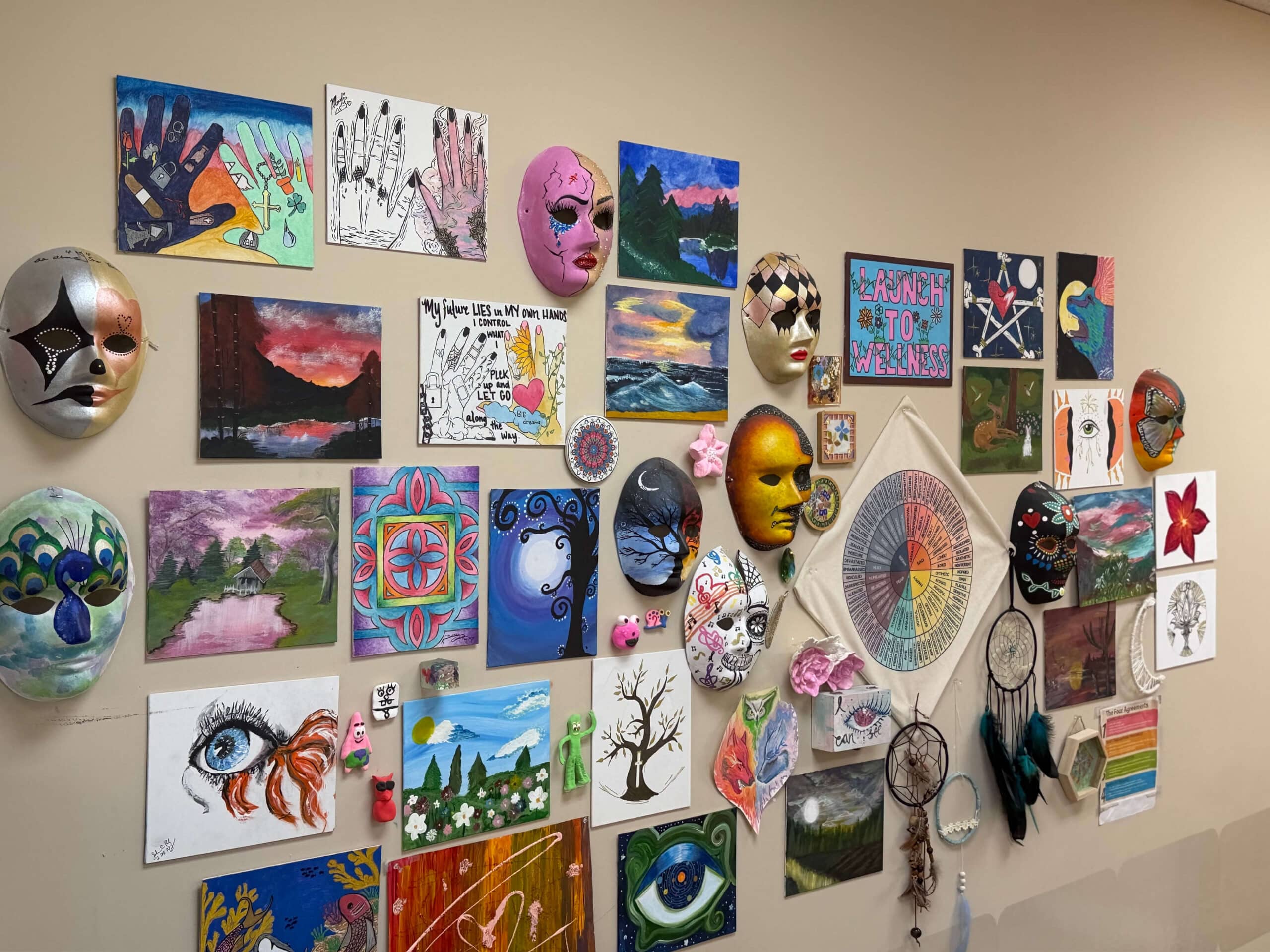 Artwork displayed on the studio wall
